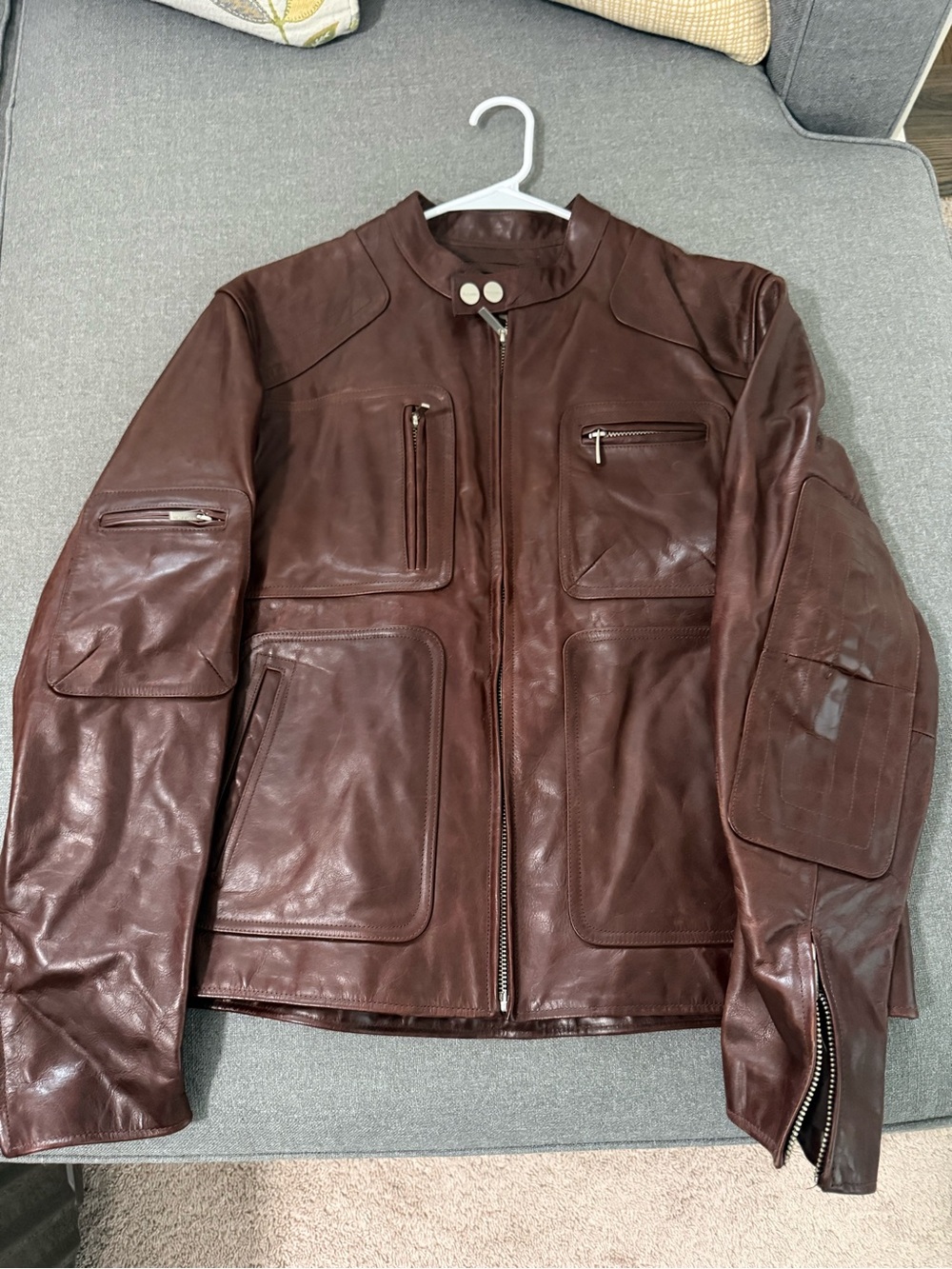 Pelle Studio Dark Brown Leather Bomber Motorcycle Jacket